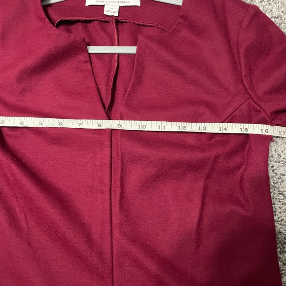 Diane Von Furstenberg Burgundy Wool Dress Womens Size 10 Side Zip 1/4 Sleeve - Picture 11 of 13